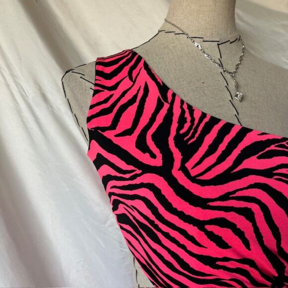 Vintage XXI Hot Pink Zebra Print Cut out mini club dress - Picture 4 of 7